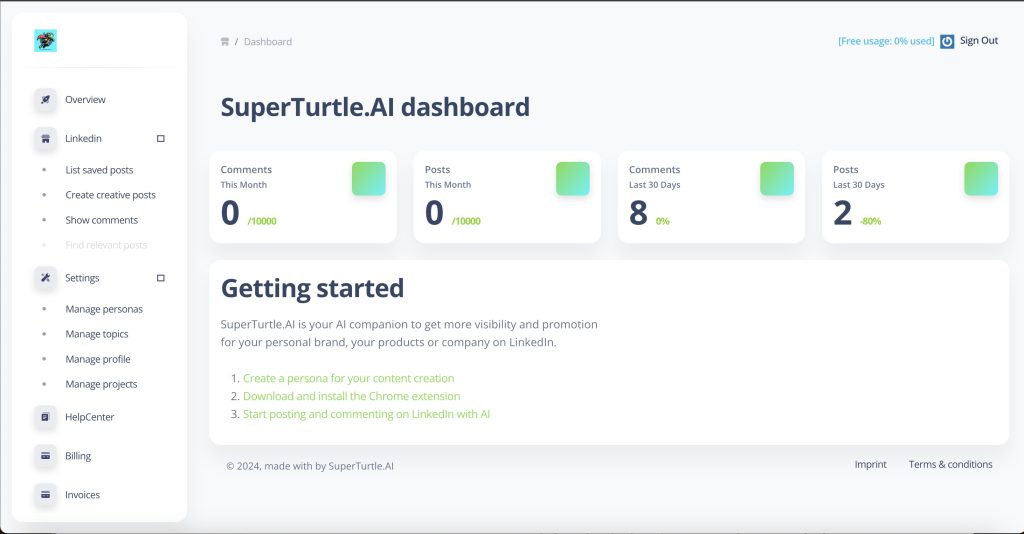 SuperTurtle.AI dashboard
